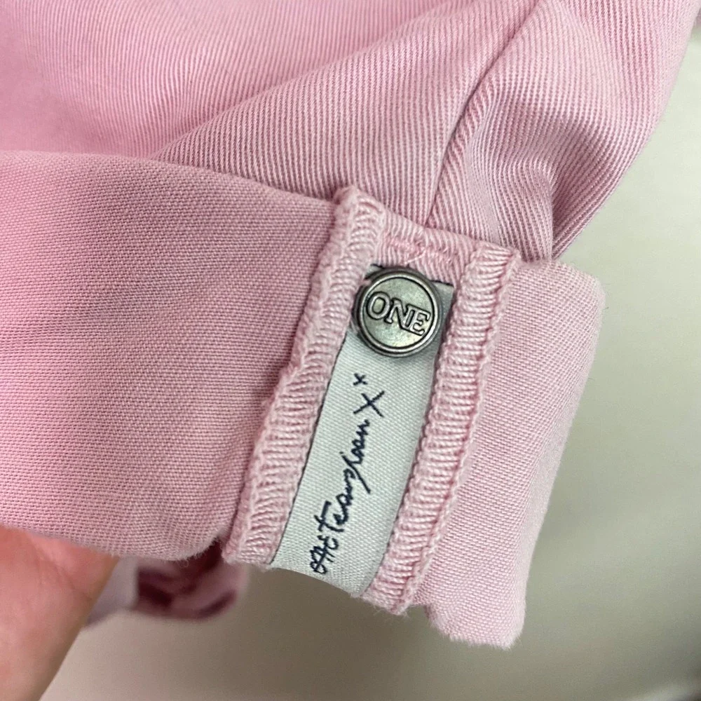 One Teaspoon Prophecy Romper Pink Cotton Utility Button Front Womens Size Small - Picture 8 of 12